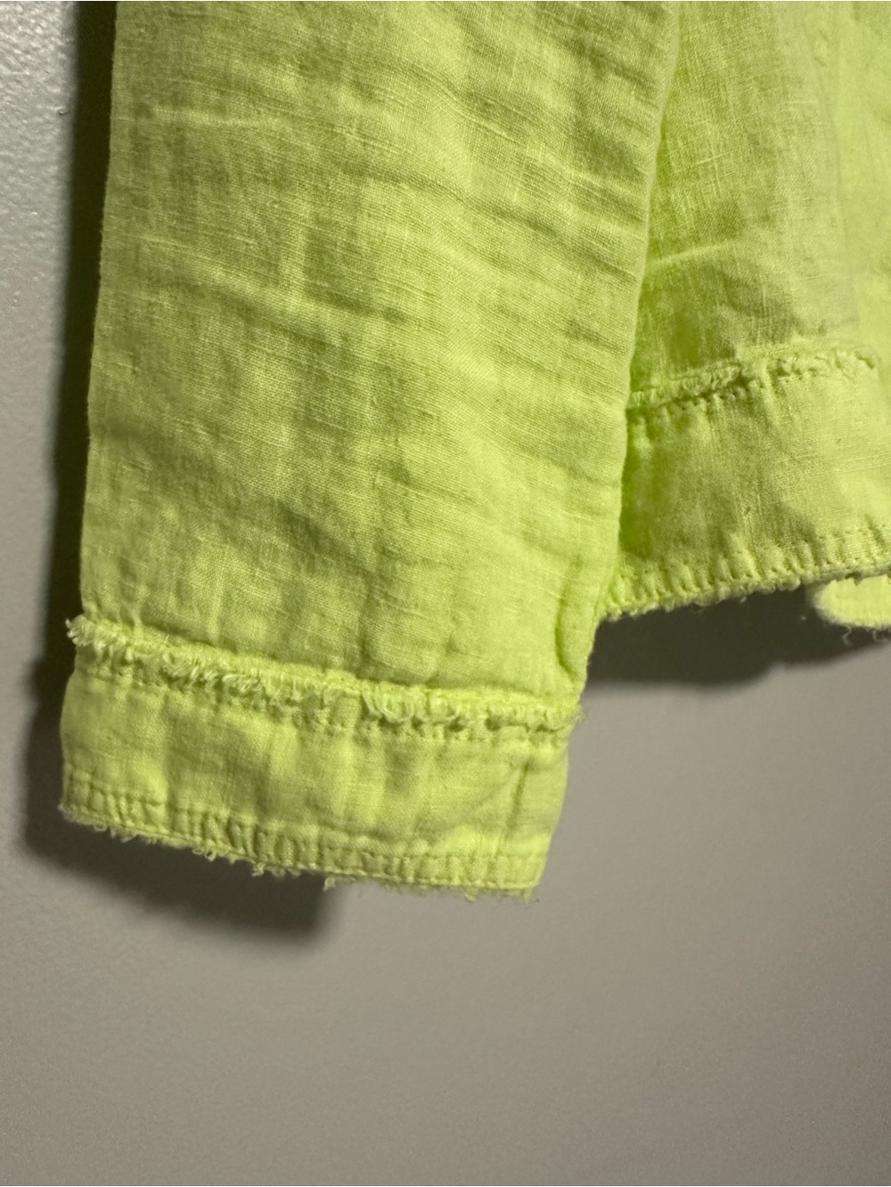Lulu-B Neon Green 100% Linen Button-Front Jacket - Picture 6 of 11